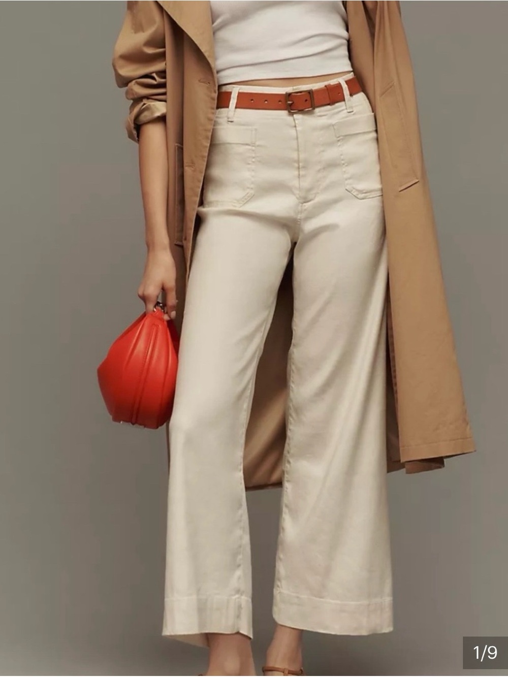 Anthropologie Maeve Colette Linen Cream Cropped Wide-Leg Pants